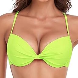 Women's Push Up Bikini Top Twist Front Underwire Bathing Suit-picture-24