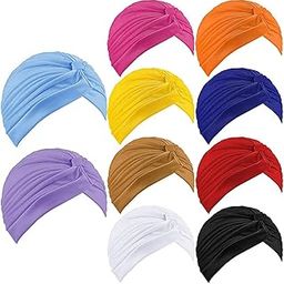 Stretch Turban Chemo Head Cap Cover Pleated Twisted Beanie for Women - Pack of 10-image-65