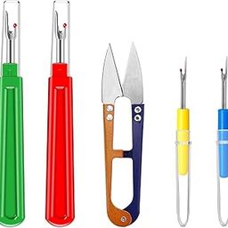 4 PCS Seam Ripper,Set Contains 2 Large Stitch Rippers,2 Small Thread Picker Tool,Scissors and Storage Box,The Sharp Stitch Ripper is Suitable for All Kinds of Sewing Jobs,Crafting, DIY-image-48