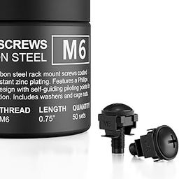 AC Infinity Carbon Steel M6 Rack Screws, Nylon Washers, and Cage Nuts. 50-piece set for equipment server racks, enclosures, and cabinets.-image-5