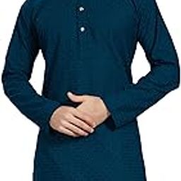 Men's Thread Embroidered Cotton Blend Only Slim Fit Kurta-image-18