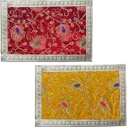 Aasanwala Velvet Square Designer Pooja aasan for Home décor,Slab, Table décor (45 * 30 cm)-image-67