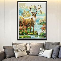 MYADDICTION Stamped Cross Stitch Kits Patterns Embroidery Kit - Animal Stag, 14 Counted 29x36cm-image-99