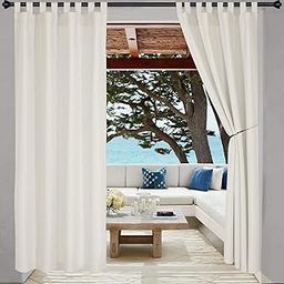 LORDTEX Indoor Outdoor Curtains - Waterproof Tab Top Patio Curtains Light Block Set of 2 Panels Thermal Insulated Curtain for Porch, Pergola, Cabana, Gazebo, 52 x 84 inch, Vanilla, 2 Bonus Tiebacks-image-42