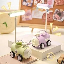 Heattack Kids Desk Lamp Train Design with Pencil Sharpener 3-in-1 USB Chargeable LED Table Light and Toy Design Ideal for Bedroom Kids Study Table Sharpner (Multi Color)-5