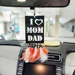 DALLI NESH NATURE WOOD Car Hanging Ornament, I Love Mom Dad Dream Catcher with Feathers, Traditional Indian Style-picture-19