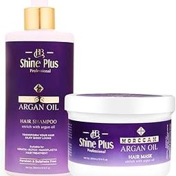 HB Shine Plus Moroccan Argan Oil Hair Care Combo | Professional Hair Shampoo & Hair Mask | Deep Nourishment & Repair | 300ml Each | Sulphate & Paraben Free | For Dry, Damaged, Frizzy Hair-6