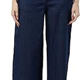 Women Blue High Rise Cotton Denim Culottes-image-1