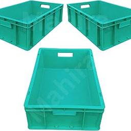 SINGHAL Plastic Crate 500x325x150 MM Light Green Pack of 3, Multipurpose Heavy Duty Portable Crates for storage Bin | Shelf Basket for Large Storage Bin | Vegetable, Fruit, Milk-11