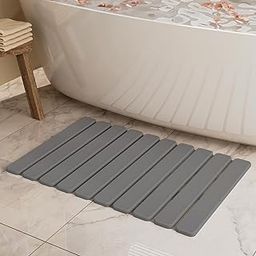 KOIOS Foldable Stone Bath Mat, Quick Dry Drying Mats for Bathroom, Super Absorbent Bath Stone Mat, Non Slip, Large Diatomaceous Earth Dish Drying Mats for Kitchen Counter, Dark Gray-image-58