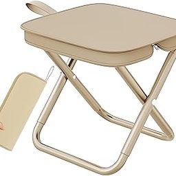 Meneflix Camping Stool Foldable Small Chair Heavy Duty Carbon Steel Frame Picnic Chair Portable Folding Stool Fishing Stool for Picnic Khaki 28.5x24x23cm (White)-picture-9