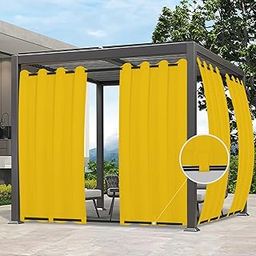 Easy-Going Outdoor Curtains Waterproof Windproof Weatherproof Curtain for Patio, Cabana, Porch, Pergola and Gazebo, Grommet Top and Tab Bottom Drape, 1 Panel, 54x84 inch, Yellow-image-45
