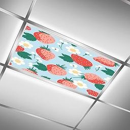 Vigetue 2ft x 4ft Fluorescent Light Covers for Classroom Office Light Coverings Skylight Drop Ceiling Film Insert Eliminate Harsh Glare and Headaches 1 Pack Cute Strawberry-image-85