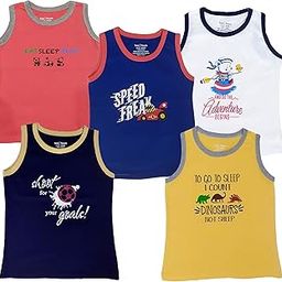Totz Touch Boys Regular Fit Sleeveless T Shirt / Tees / Vest / Baniyan | Pure Cotton 180 Gsm | Kids Casual Round Collar Tshirts (Pack 5 | Size Options – 0-6 Months / 12-24 Months / 2-3 Years / 3-4 Years / 4-5 Years)-image-18