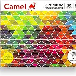 Camel Premium Poster Colour with Brush - 20 Shades (Multicolor)-53