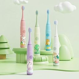 Electric Toothbrush for Kids (green) Ages 3-12 – Includes 5 Replacement Brush Heads & Tooth Brushing Chart – Gentle Cleaning with Soft Bristles, 2-Minute Timer, Fun Habit Tracker – Perfect for Boys & Girls-image-39