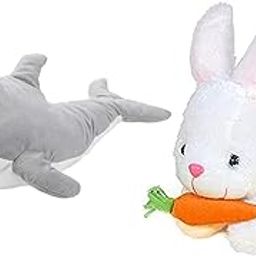 RIZVI CREATION Soft Toy Combo – Grey Dolphin & White Bunny with Carrot (30 cm Each) | Stuffed Animal Plush Set for Kids & Toddlers | Gift for Boys & Girls-picture-22