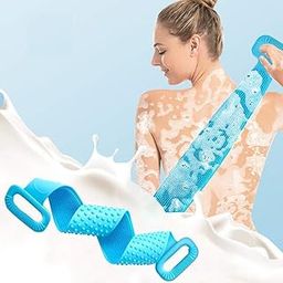 SPAREQUE Silicone Bath Body Brush,Exfoliating Long Body Back Scrubber for Shower h Soft Bristles for Men and Women, Improves Blood Circulation, Skin Health-image-37