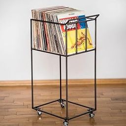 INDIDECOR 46398 Vinyl Record Storage Mobile Cart. LP Record Storage Cart on Rotating Wheels Holds 80 LP Records.-image-18