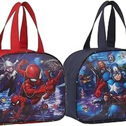 STRONG LIFE Combo Polyester Tiffin School Office Picnic Work Lunch Bag for Kids with Bottle Holder Pack of 2 (Red+Blue)-image-85