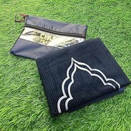 TheMujtaba Velvet Muslim Prayer Mat, Full Travel Prayer Mat, Pocket Friendly, Multi Colour (Pack of 1)-image-5