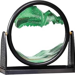K4Mart Flowing Sand Art Picture Round Glass 3D Deep Sea Sandscape Home Office Decor Red 25CM (Green)-picture-9
