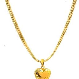 Heart Shape Love Locket Pendant | Open Heart Pendant Chain Jewellery For Women/Girls Valentine Day gift | Gold plated Heart Photo Pendant with Chain for Women-2