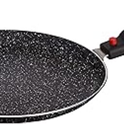 Amazon Brand - Solimo Aluminium Non-Stick Dosa Tawa with Detachable Handle| Granite Finish | Induction Base | Pfoa Free | High Temperature Resistant Exterior Coating | 25 Cm | Black-5