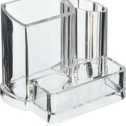 Premium Quality Clear Acrylic Makeup Brush and Accessory Holder with 3 Compartments Cosmetics-picture-26