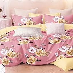 NEXT SPACE - 210 TC Glace Cotton Premium - Soft Feel - Bed Sheet with 2 Pillow Covers-15