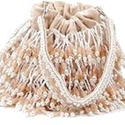 Women Apricot Pearl Embellished Potli Bag-image-1