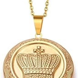 No-Tarnish No-Rusting Gold Plated Royal Crown Embossed Photo Locket Pendant for Men and Women (NK1034) 1 Pc-image-55