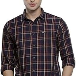 the indian garage co Men Cotton Slim Fit Checkered Full Sleeves Spread Collar Casual Shirt-picture-2