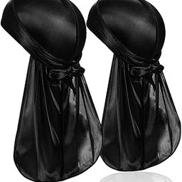 2 Pieces Silky Durag Pack for Men Women, Premium Satin Doo Rag Headwrap with Long Tail for 360 Waves-image-73