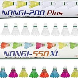 Combo Pack of 20 Shuttlecocks 550XL(10 Multicolor Feather), 200 Plus(10 White Plastic) for Outdoor Indoor Sports-18