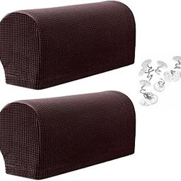 HEAVENGLOW Set of 2 Nonslip Stretch Furniture Sofa Armrest Cover Protector Chocolate-image-82
