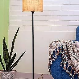 Homesake Rustic Wooden Base led Floor Lamp Decorative Night Standing Modern Antique Industrial Vintage Minimalist Home for Living Room, Bedrooms, Office (Wooden Base Beige)-19