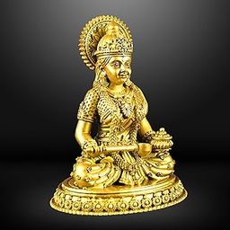 NEEANN Goddess Annapurna Statue 4.5" Material Polystone Nourishment & Abundance Annapurneshwari Murti Painted Brass & Antique Silver Look Home Office Temple Annada Annapoorna Parvati (Brass)-image-78