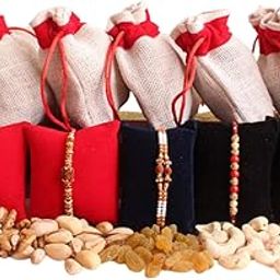 80 Rose Garden Rakhi Gifts | Pack of 05 Rakhi | 05 Packs of Assorted Dry Fruit 250g Each | Next Day Delivery-image-78