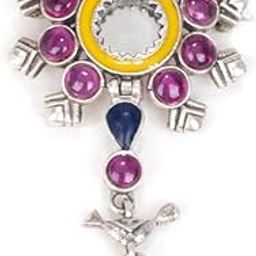 by CaratLane Abla Bharat Style Brooch in Oxidised 925 Silver for Women-image-68