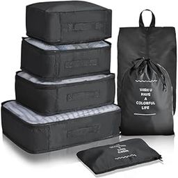 AROSHNAY 7 Pieces Travel Organizer Pouches/Packing Cubes/Travel Essentials for Women Luggage/Space Saver Bags for Clothes/Toiletry Kit/Underwear/Makeup Kit/Travelling Pouch (black)-image-37