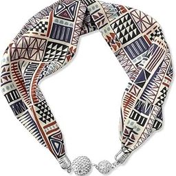 Women Silk Scarf Necklace Magnetic Buckle with Rhinestone Small Neckerchief Clavicle Chain Headdress Pendant Scarf (Vintage)-image-66