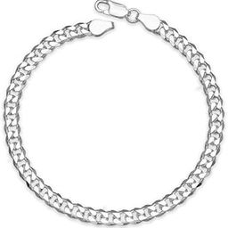 Formerly MJ 925 High Polish Curb Design Silver Bracelet in Pure 92.5 Sterling Silver for Boys/Men | Gift for Him |-image-26