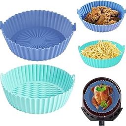 Air Fryer Silicone Basket Liners with Handles, 8 Inch, Round, Heat Resistant, Nonstick, Pack of 2, Multicolor-image-80