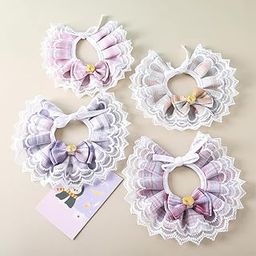 PSK PET MART Nylon Cute Bowtie Cat Dog Collar Lace Collar Pets Scarf Accessories for PET Birthday Party Holiday Daily 1 Pcs Collar for Dogs, Multi-Coloured-picture-32