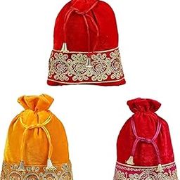 VORACIA Rajasthani Style Royal Clutch Silk Batwa Wristlets Combo Wristlets Ethnic Bags Combo For Women's Zari Work Wristlets Combo Bridal Wristlets Pack of 3-image-75