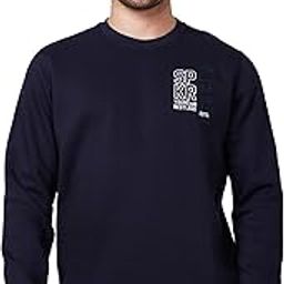 Slim Fit Round Neck Full Sleeve Blue Sweatshirt for Men-image-42