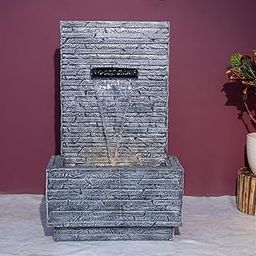 EXPLEASIA Slate Water Fall Water Fountain, Water Fountain for Home Big Size, Water Fountain for Garden, Water Fountain for Home vastu, Fountain for Home décor Waterfall (102.5x62x34 cm) (Dark Grey)-image-108