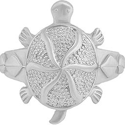 Silver Plated Vaastu Fengshui Kachua Tortoise Turtle Shape Good Luck Charm Finger Ring for Men/Women-image-38