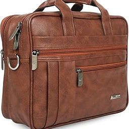 Zipline Office Faux Leather SMALL laptop bag for Men - Fits 13 inch Laptop/Tablet Messenger Bags For Mens (1-Tan Bag)-image-79